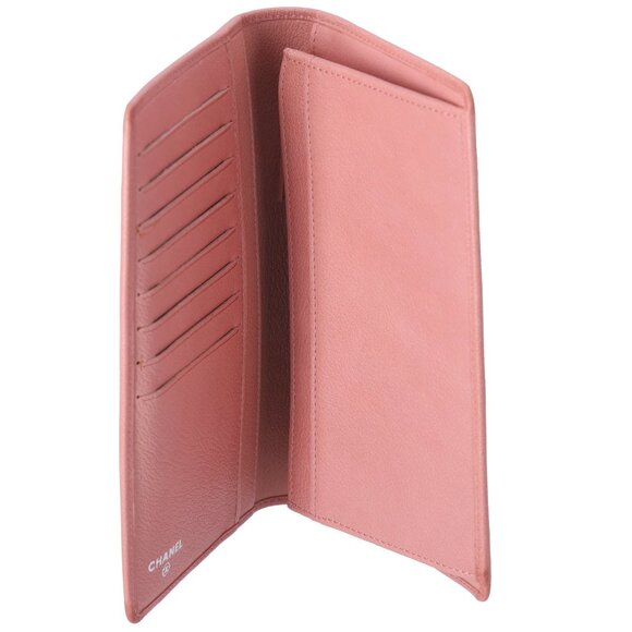CHANEL CC Logo Camellia Long Wallet Pink Pebbled Leather - Picture 4 of 8